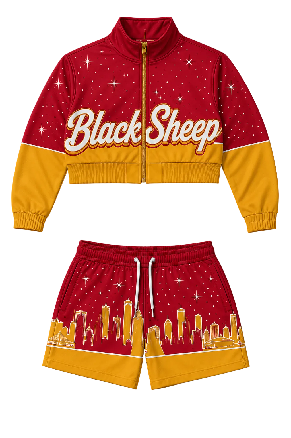 Women City Lights Cropped Top Short Set